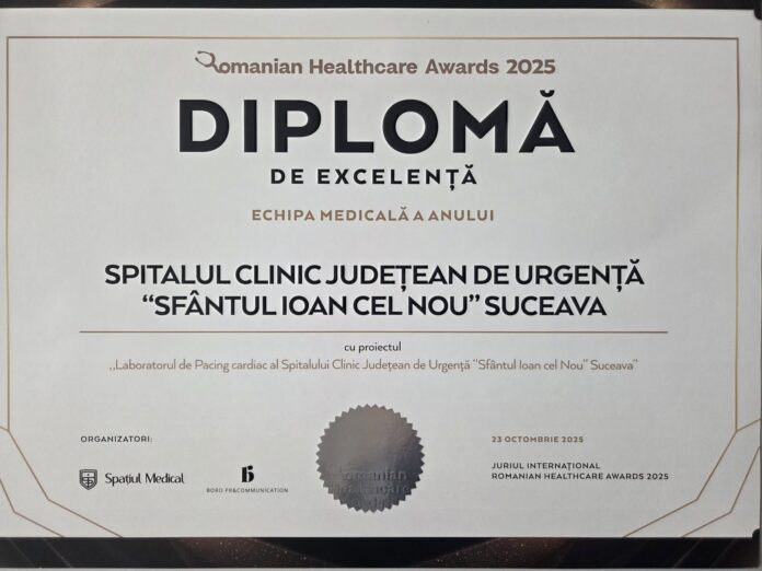 Laboratorul de pacing cardiac de la Spitalul Județean Suceava, premiat la Romanian Healthcare Awards